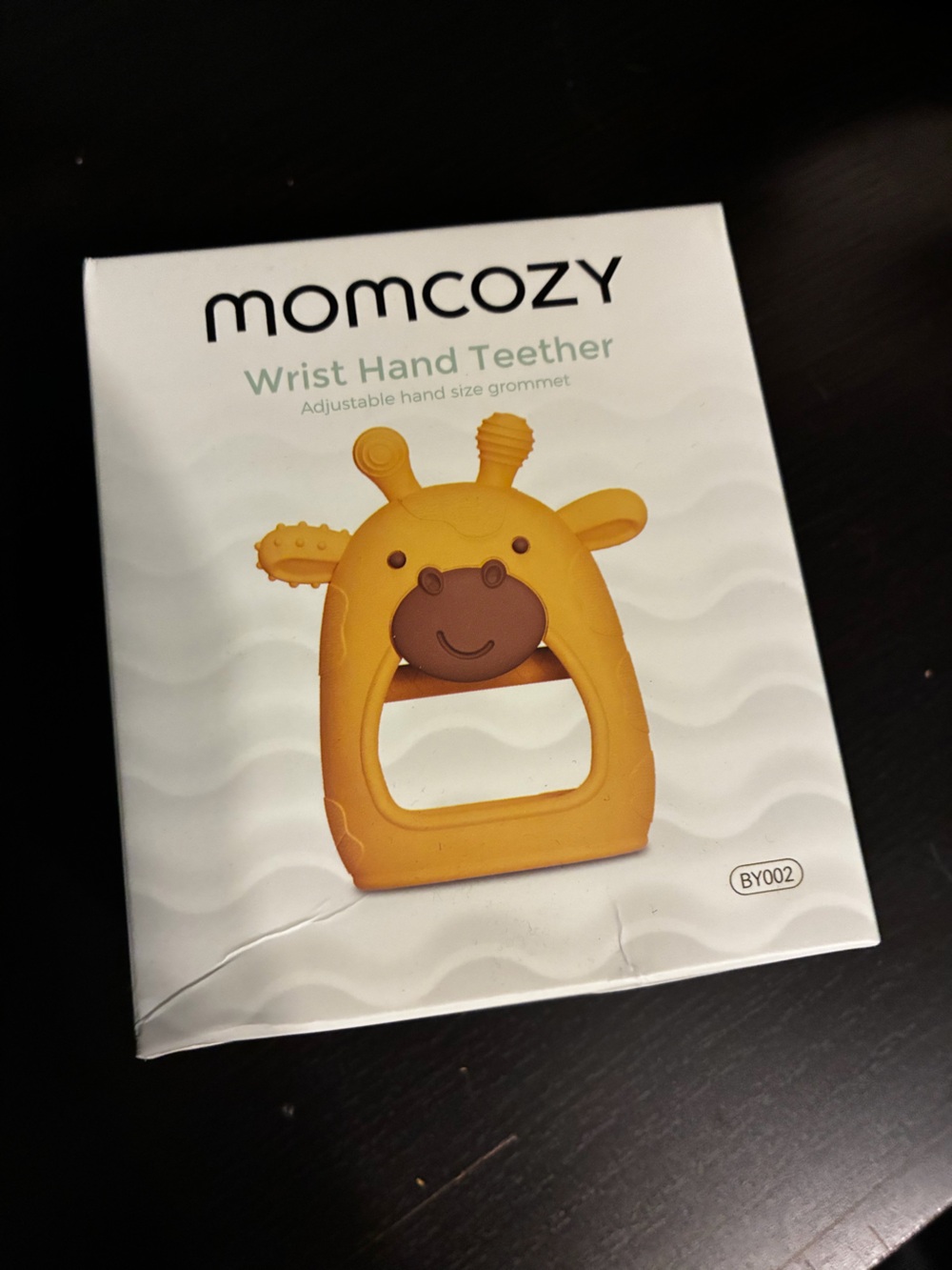 New in Box Unopened Momcozy Wrist Hand Teether - Yellow Giraffe